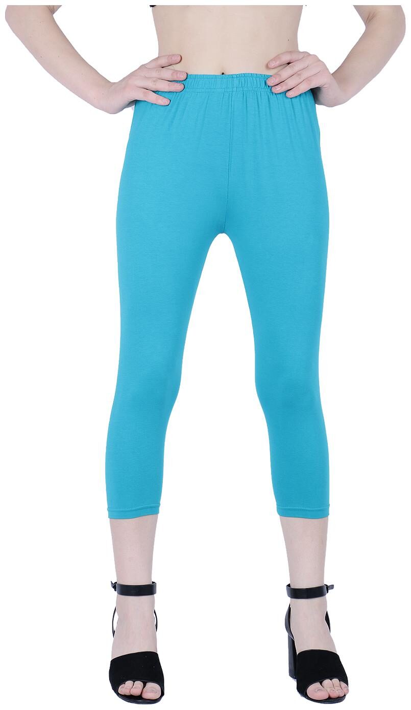 

Robinbosky premium Cotton Lycra stretchable Womens Blue Color Capri Leggings