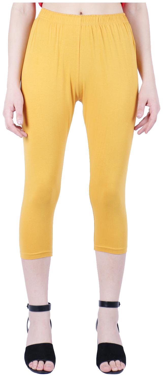 

Robinbosky premium Cotton Lycra stretchable Womens Yellow Color Capri Leggings