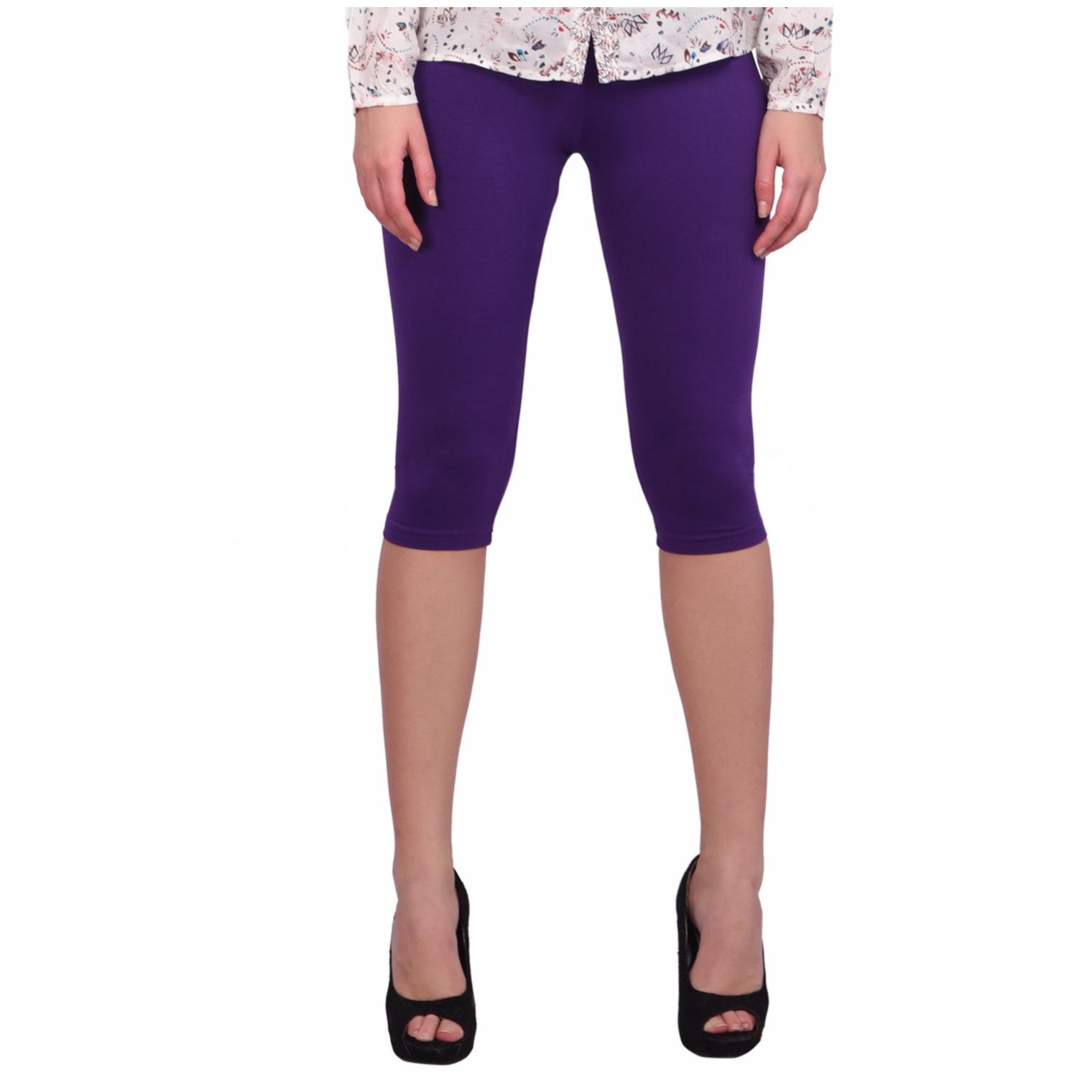 

Robinbosky premium Cotton Lycra stretchable Womens Purple Color Capri Leggings