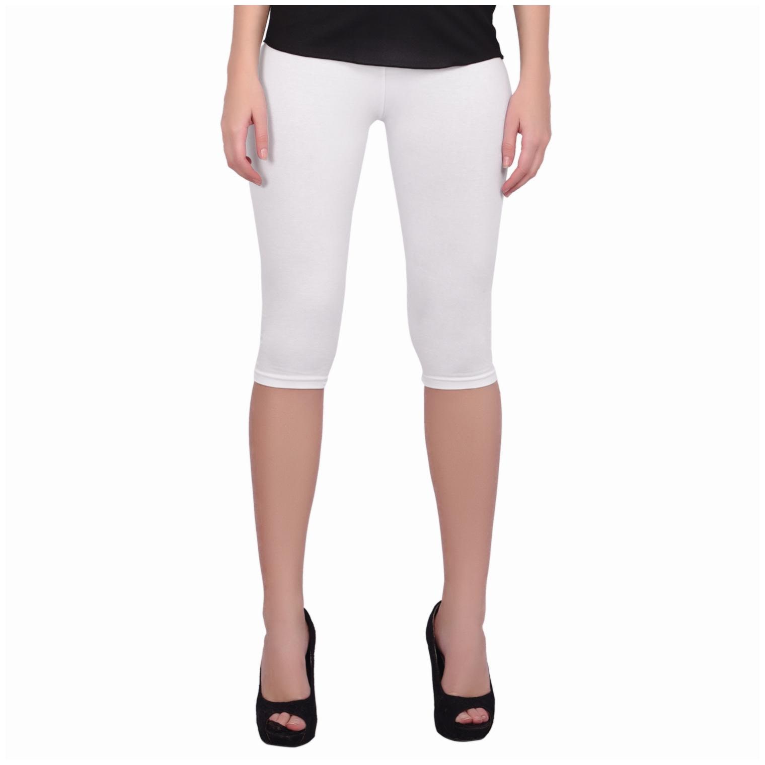

Robinbosky premium Cotton Lycra stretchable Women White Color Capri Leggings