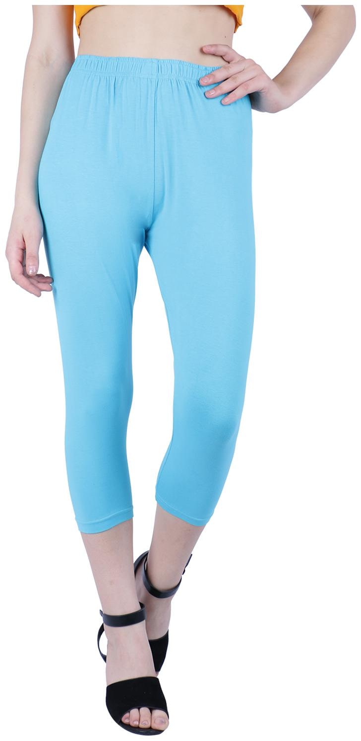 

Robinbosky premium Cotton Lycra stretchable Womens Blue Color Capri Leggings