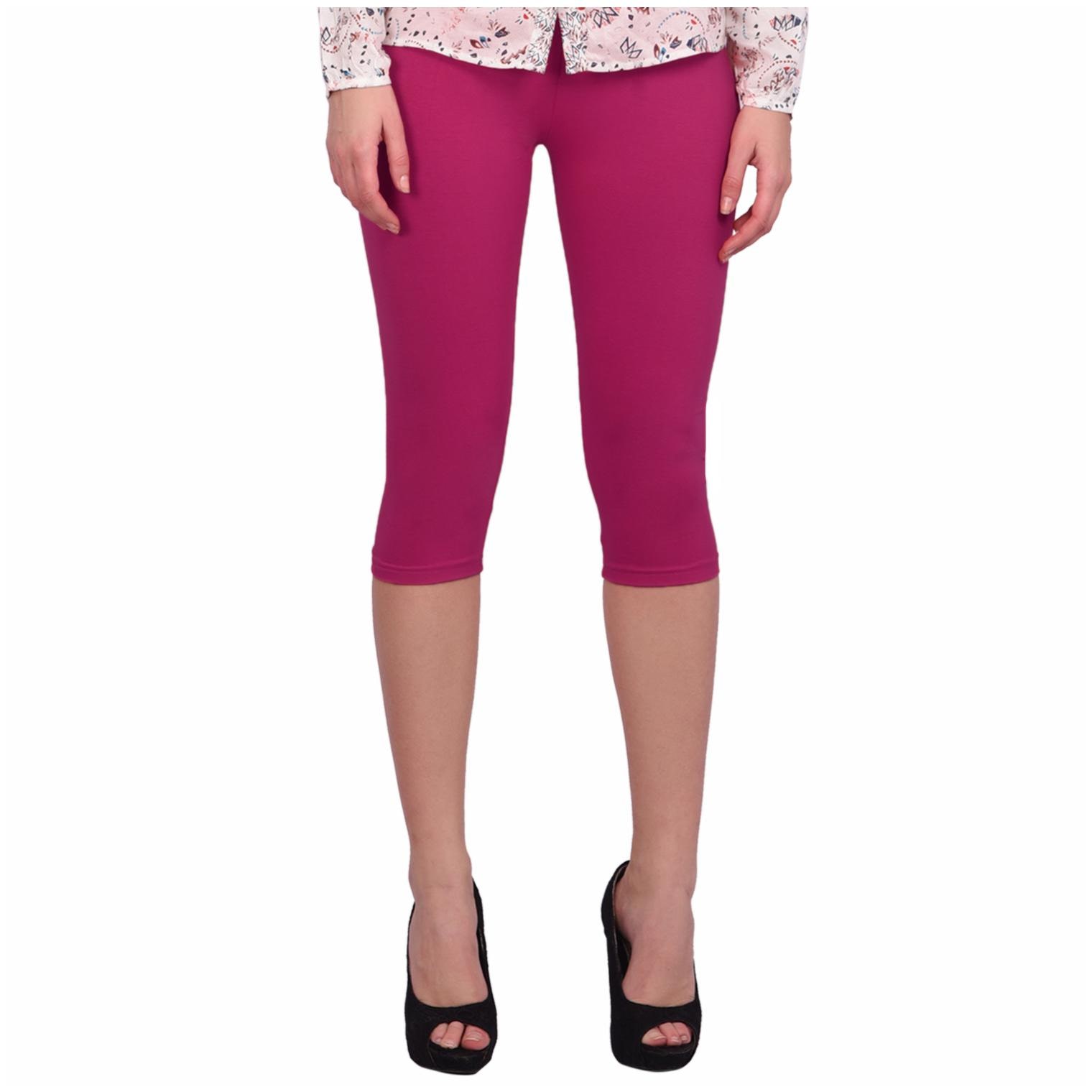

Robinbosky premium Cotton Lycra stretchable Women Pink Color Capri Leggings