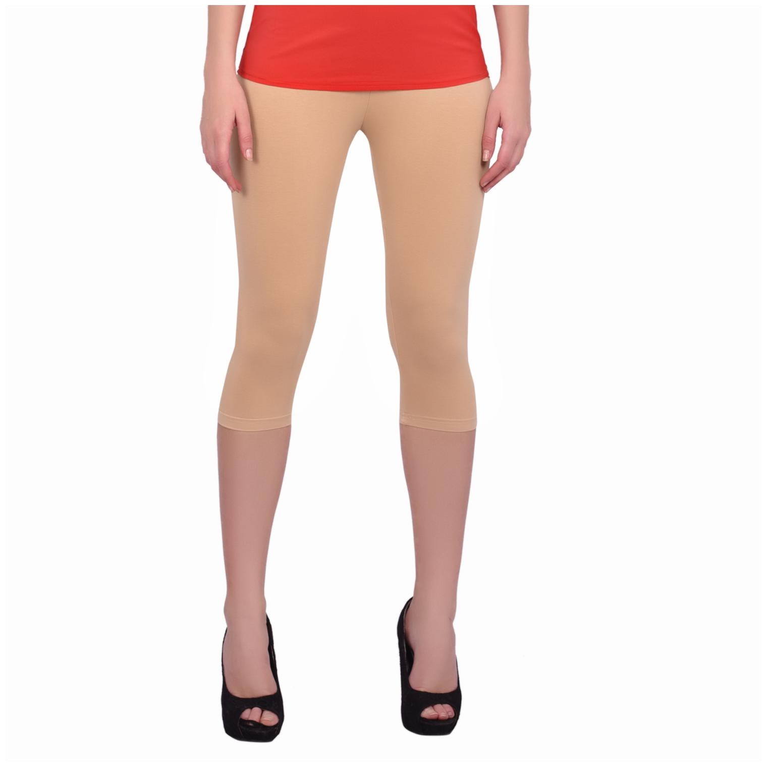 

Robinbosky premium Cotton Lycra stretchable Womens Beige Color Capri Leggings