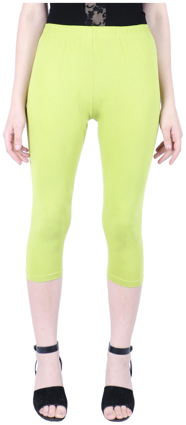 

Robinbosky premium Cotton Lycra stretchable Women Green Color Capri Leggings