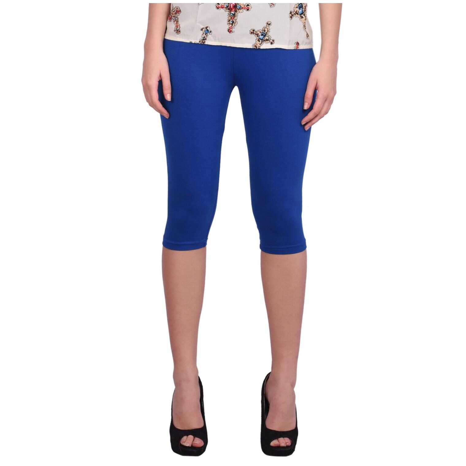

Robinbosky premium Cotton Lycra stretchable Women Blue Color Capri Leggings