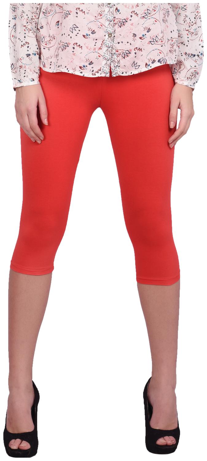 

Robinbosky premium Cotton Lycra stretchable Womens Red Color Capri Leggings