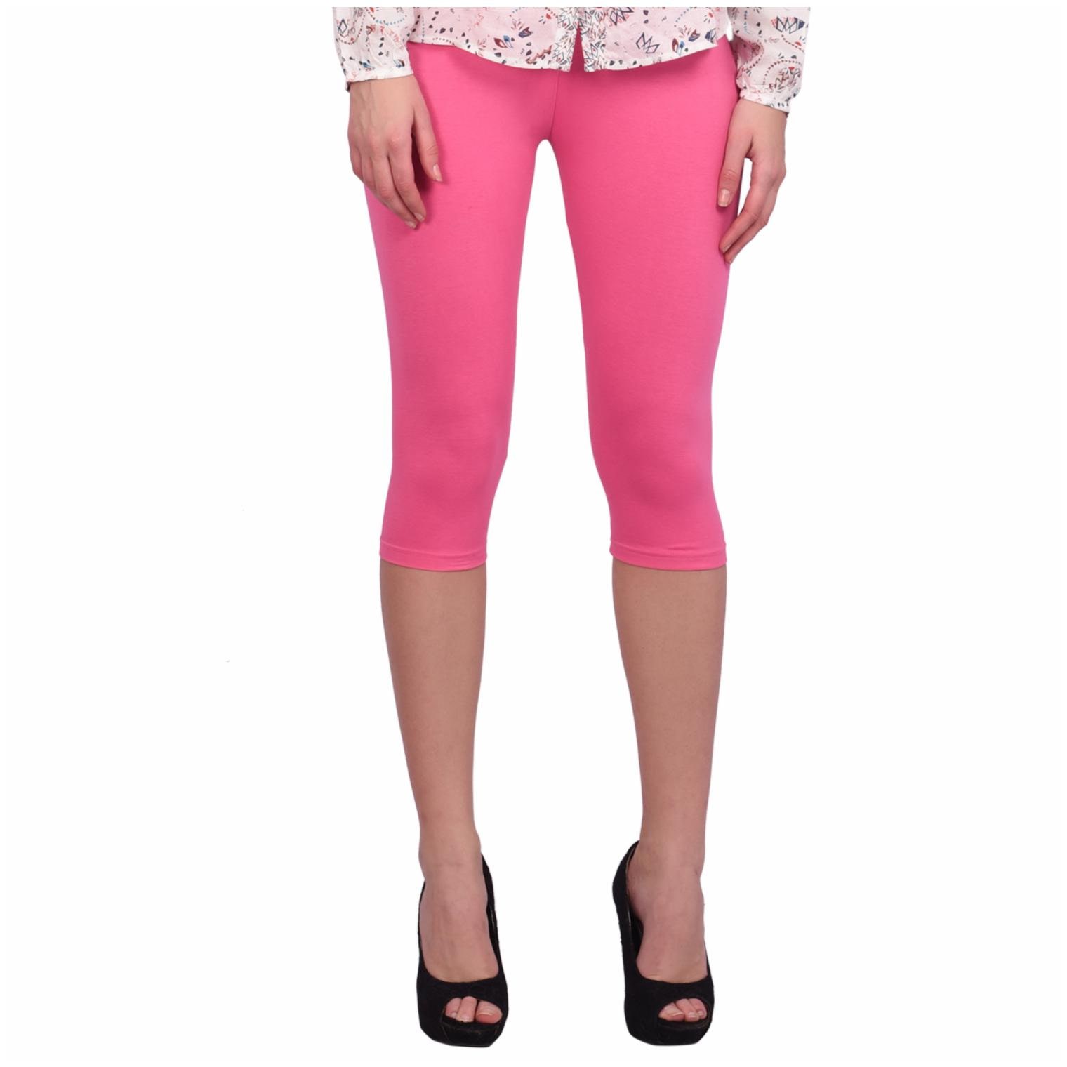 

Robinbosky premium Cotton Lycra stretchable Women Pink Color Capri Leggings