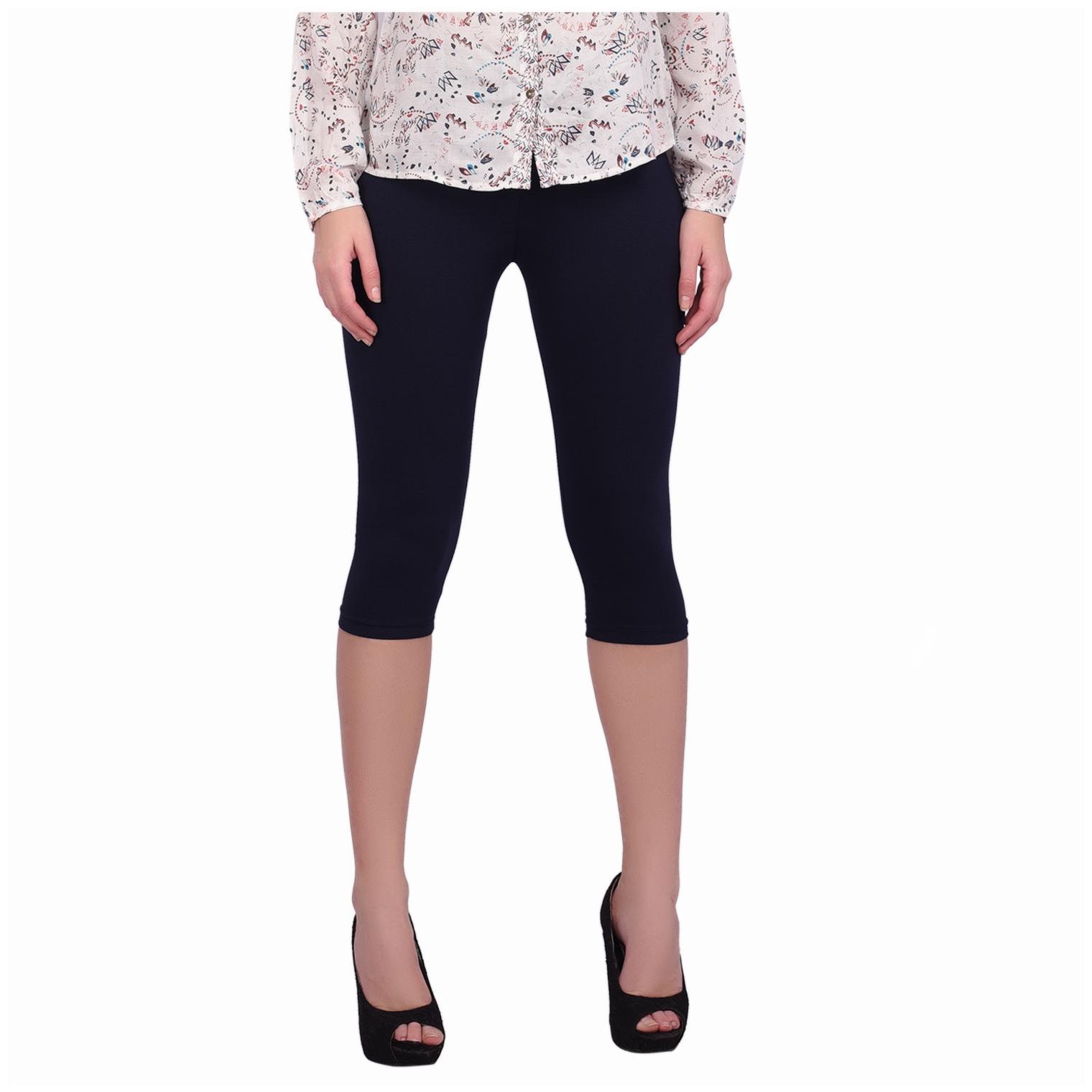 

Robinbosky premium Cotton Lycra stretchable Women Blue Color Capri Leggings