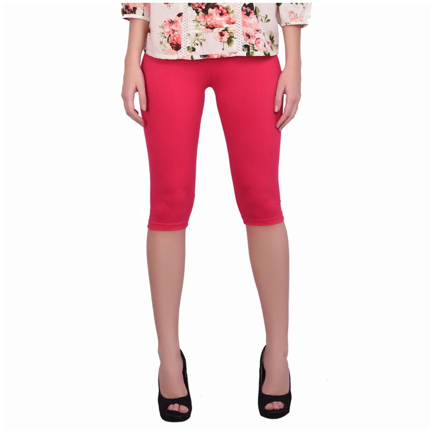 

Robinbosky premium Cotton Lycra stretchable Womens Pink Color Capri Leggings