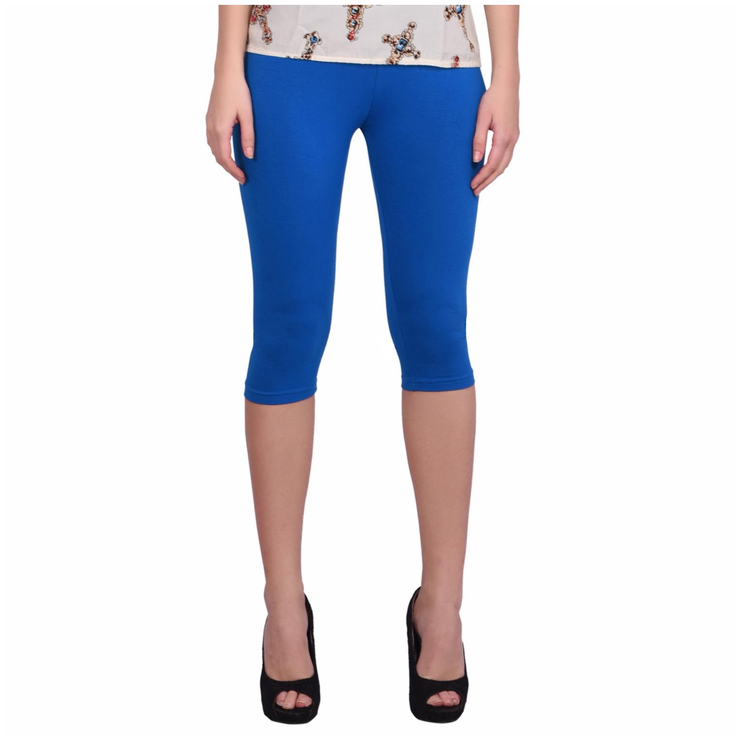 

Robinbosky premium Cotton Lycra stretchable Women Blue Color Capri Leggings