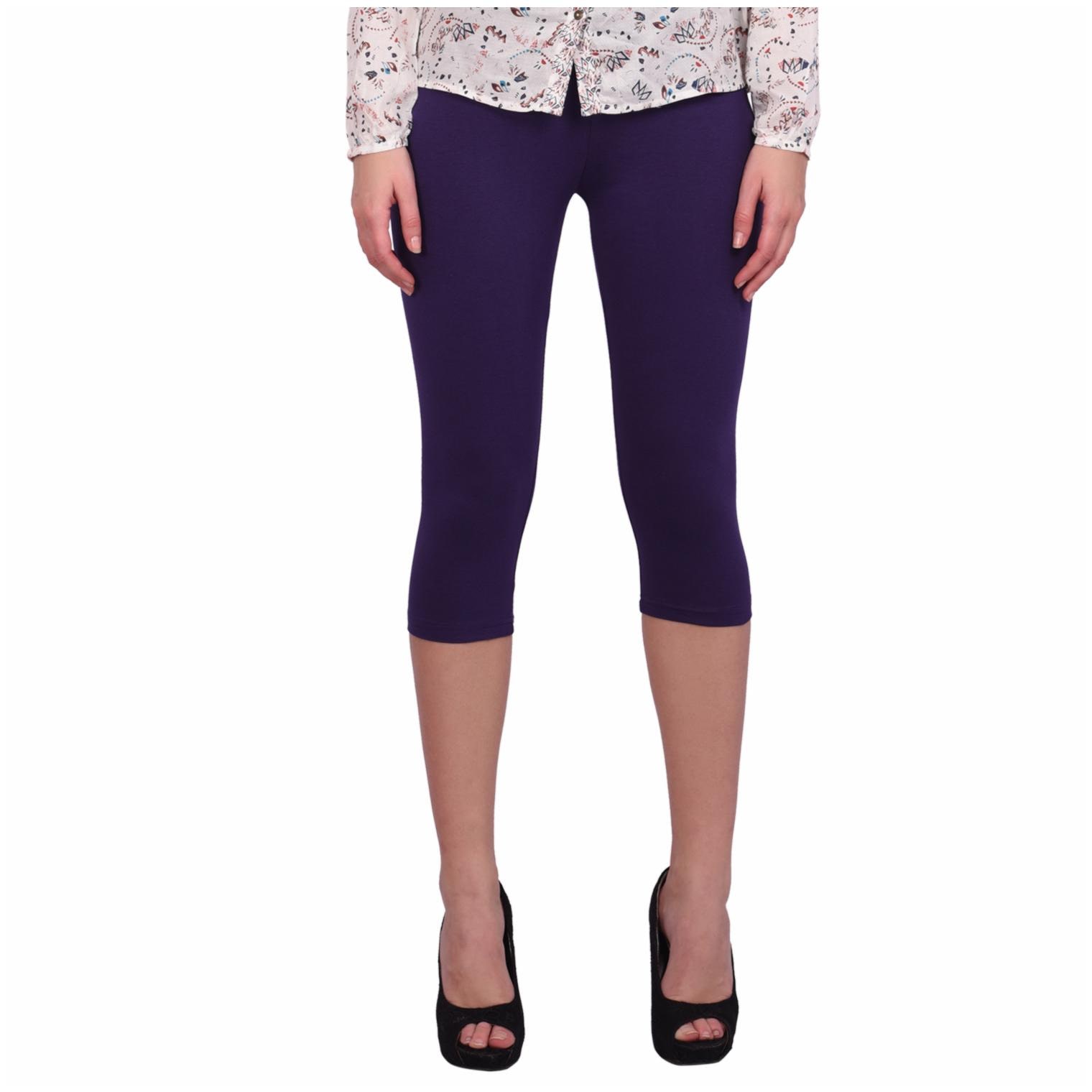 

Robinbosky premium Cotton Lycra stretchable Women Purple Color Capri Leggings
