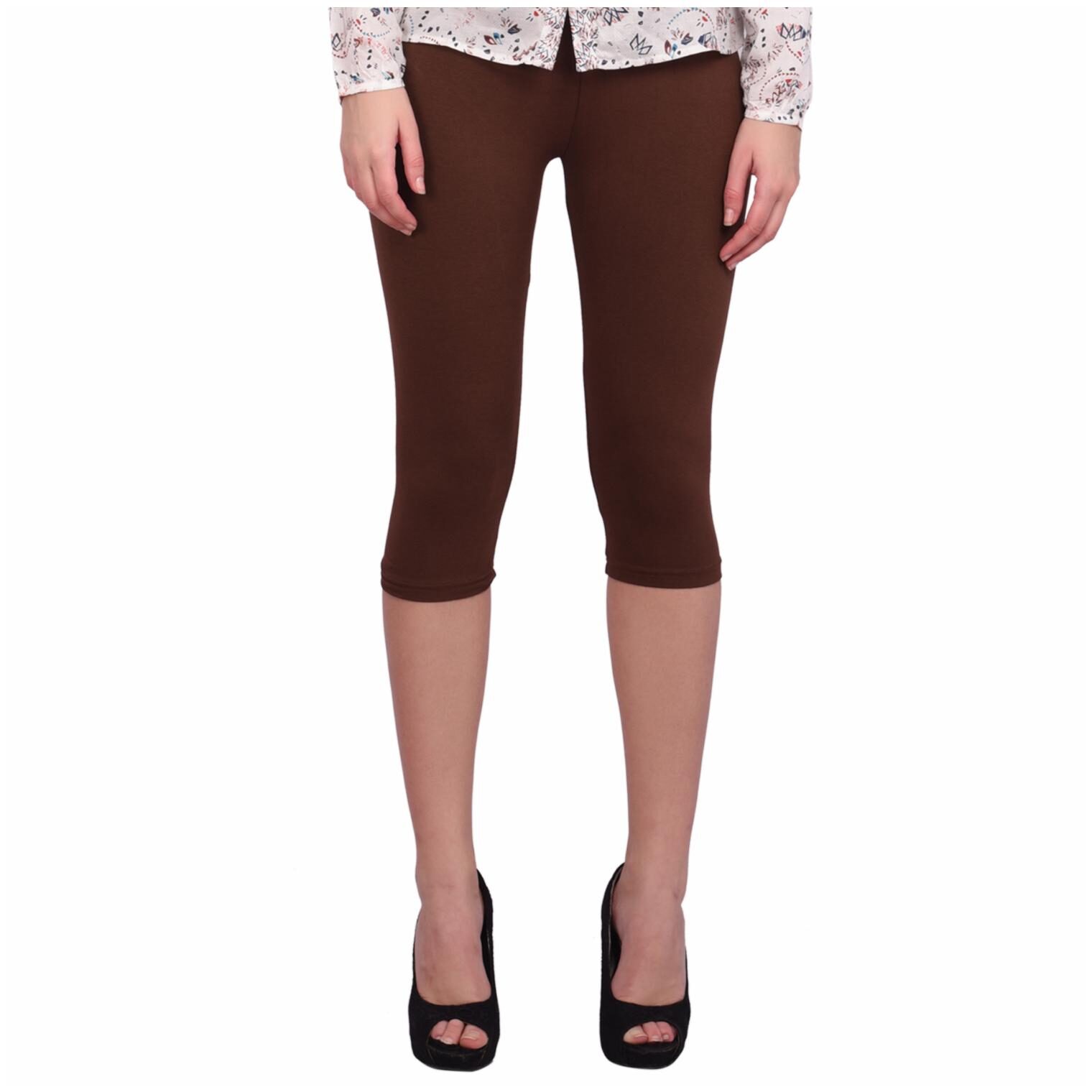 

Robinbosky premium Cotton Lycra stretchable Women Brown Color Capri Leggings