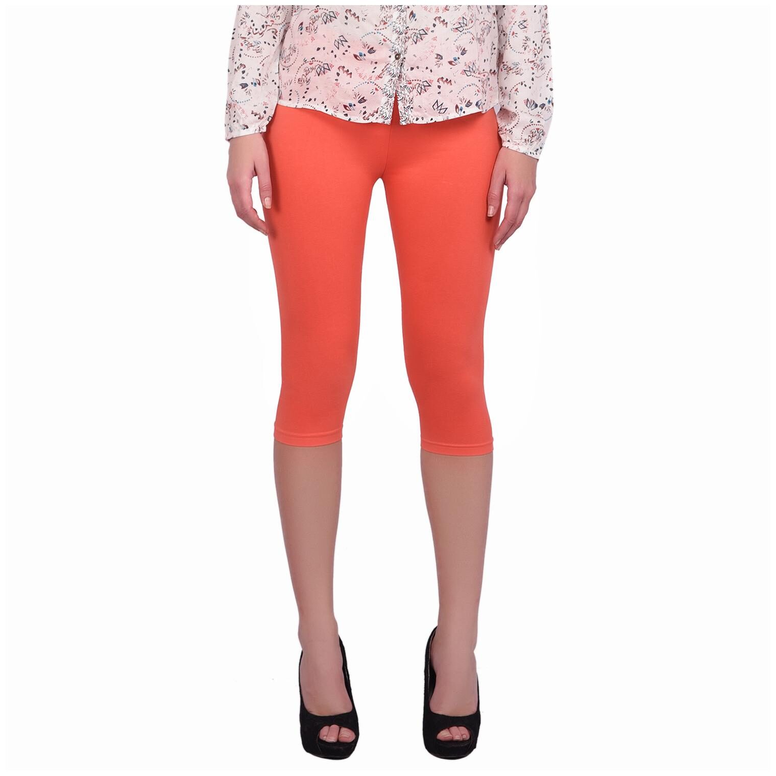 

Robinbosky premium Cotton Lycra stretchable Women Orange Color Capri Leggings