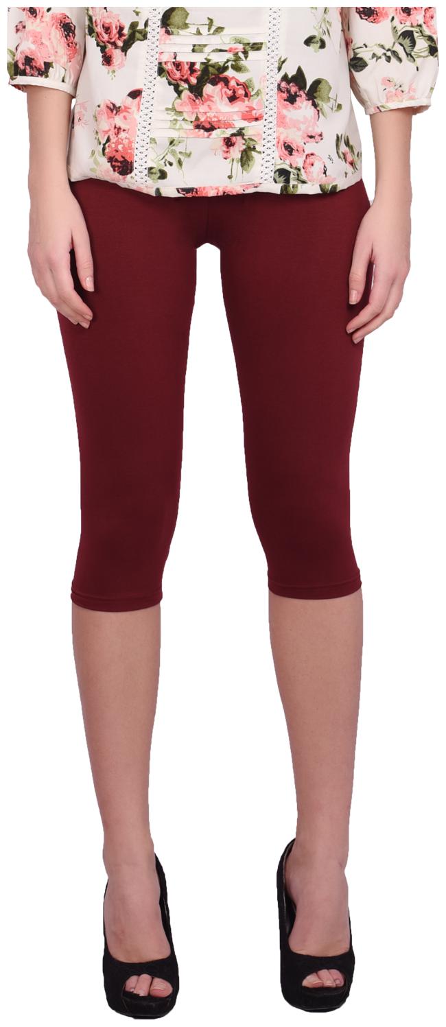 

Robinbosky premium Cotton Lycra stretchable Women Maroon Color Capri Leggings