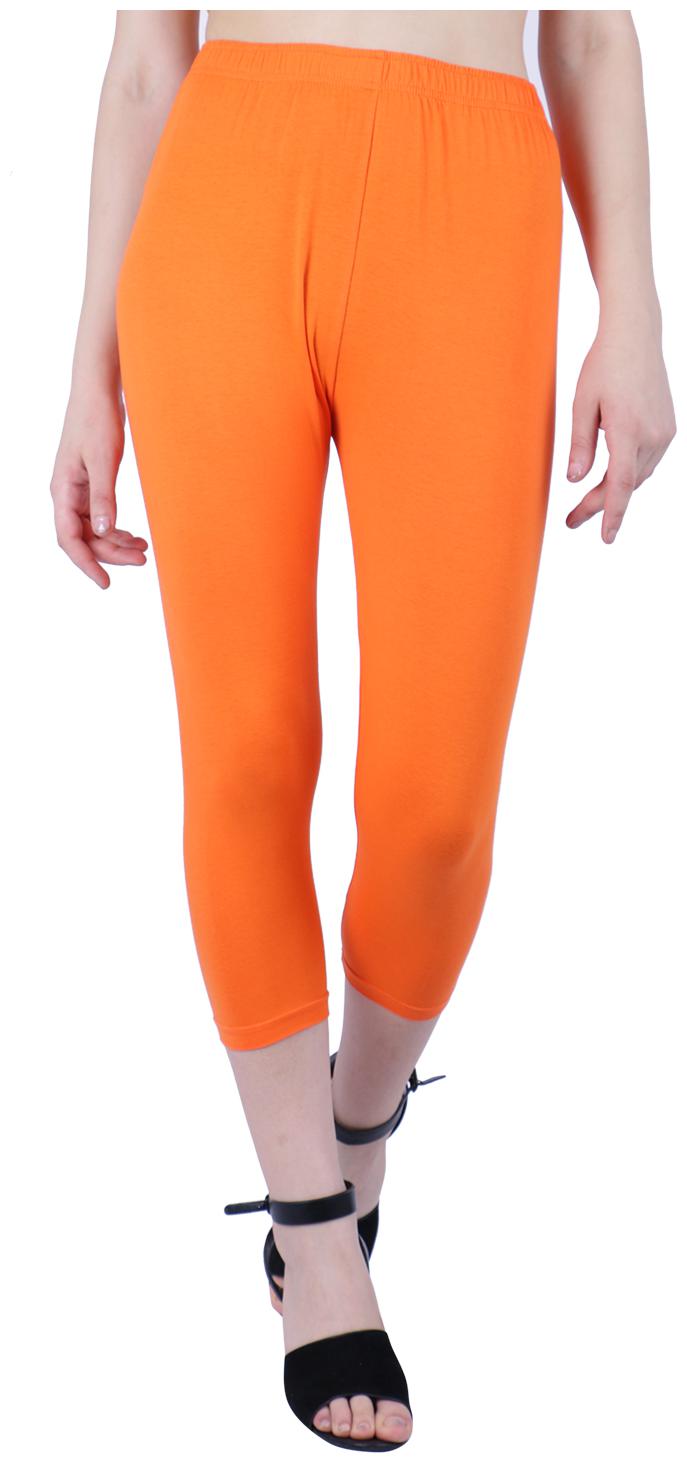 

Robinbosky premium Cotton Lycra stretchable Womens Orange Color Capri Leggings
