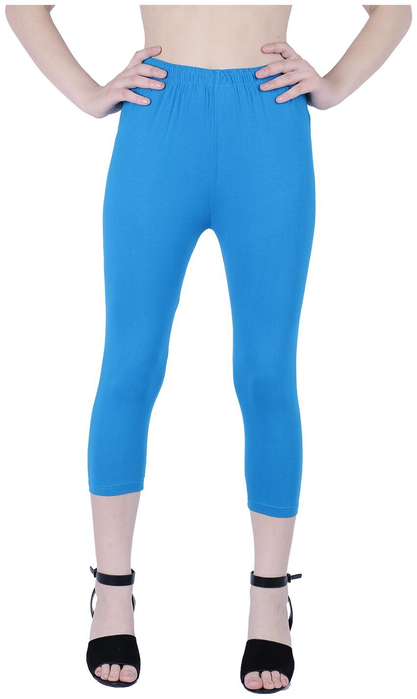 

Robinbosky premium Cotton Lycra stretchable Womens Blue Color Capri Leggings