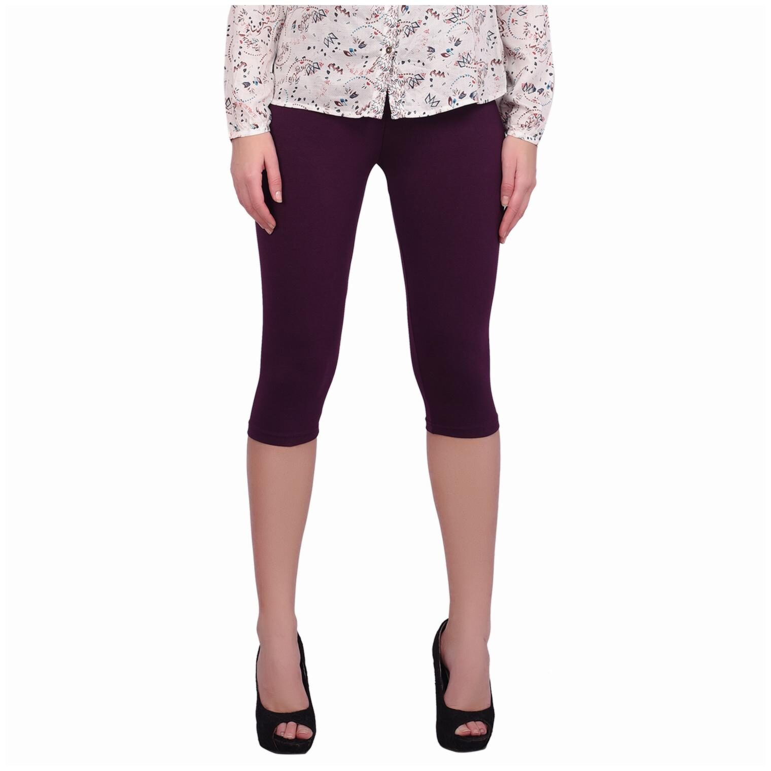 

Robinbosky premium Cotton Lycra stretchable Womens Purple Color Capri Leggings