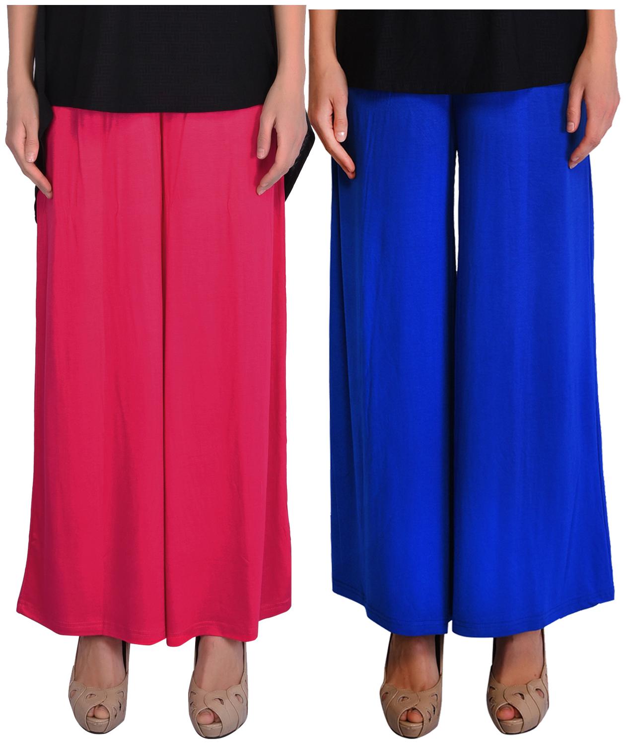 

Robinbosky Pink Blue Solid Wide Leg Palazzo