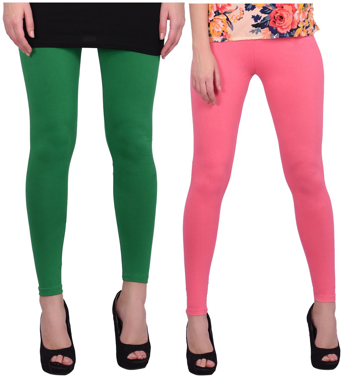 

Robinbosky Women Cotton Leggings Green Pink
