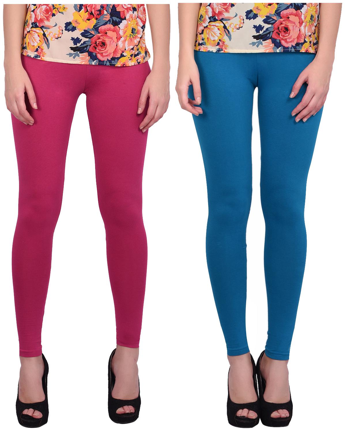 

Robinbosky Women Cotton Leggings Pink Blue