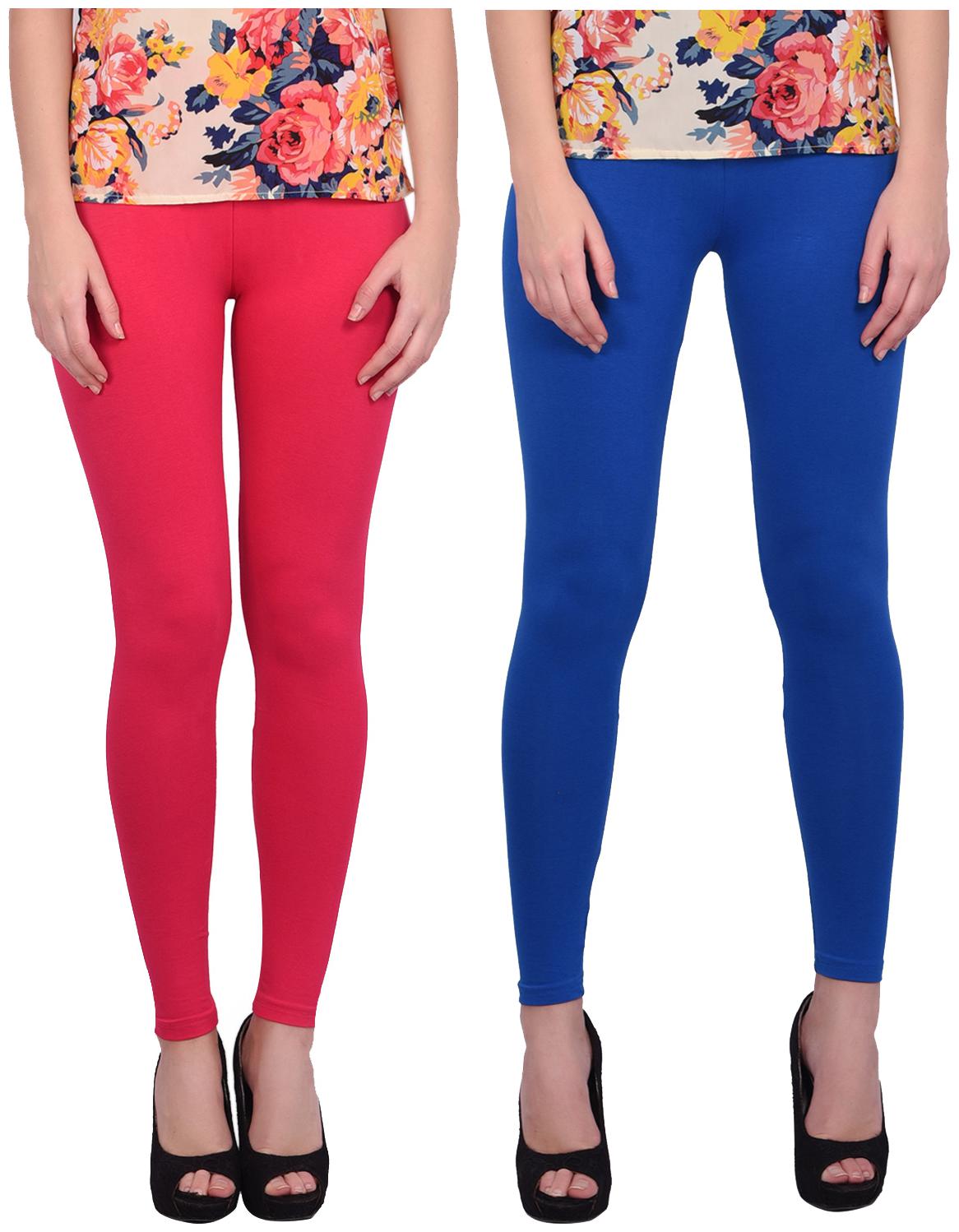 

Robinbosky Women Cotton Leggings Pink Blue