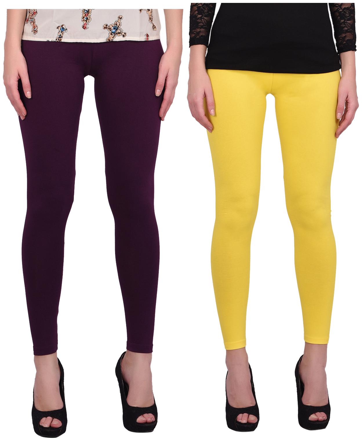 

Robinbosky Women Cotton Leggings Purple Yellow