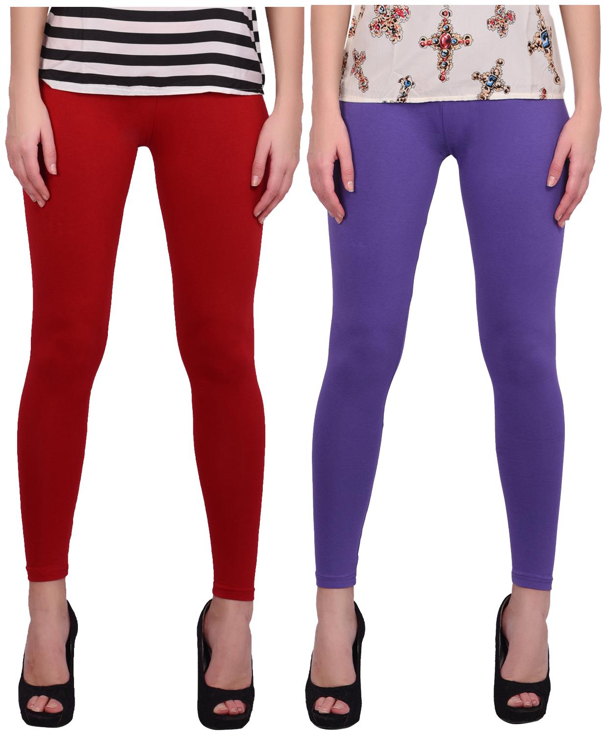 

Robinbosky Women Cotton Leggings Red Purple