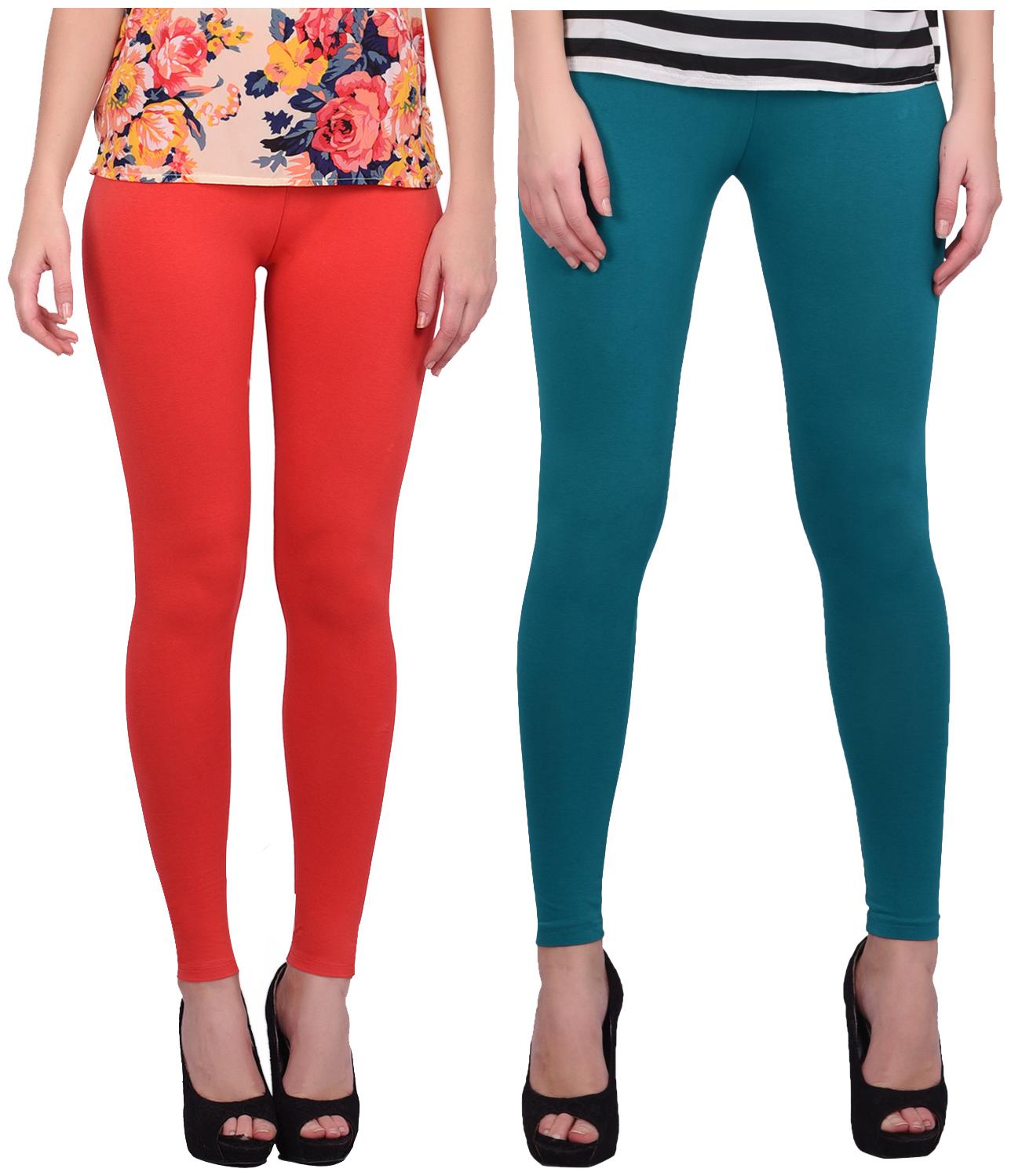 

Robinbosky Women Cotton Leggings Orange Green