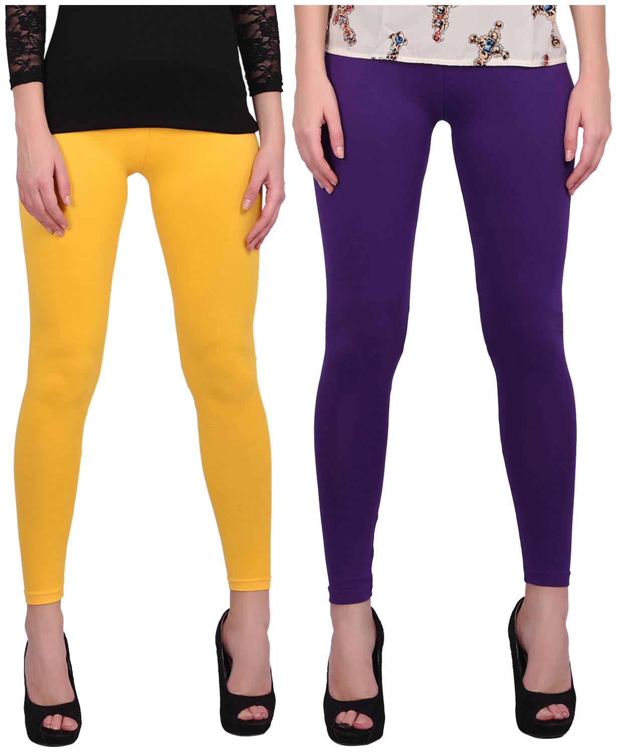 

Robinbosky Women Cotton Leggings Yellow Purple