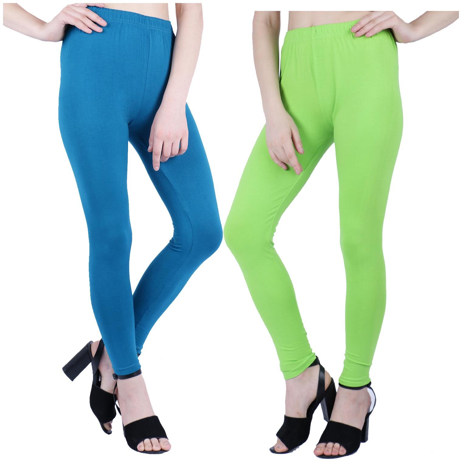 

Robinbosky Women Cotton Leggings Blue Green