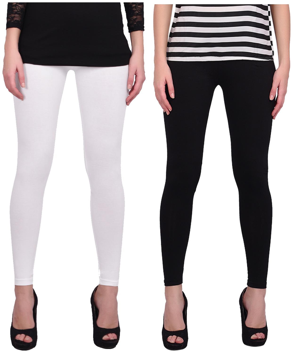 

Robinbosky Women Cotton Leggings White Black