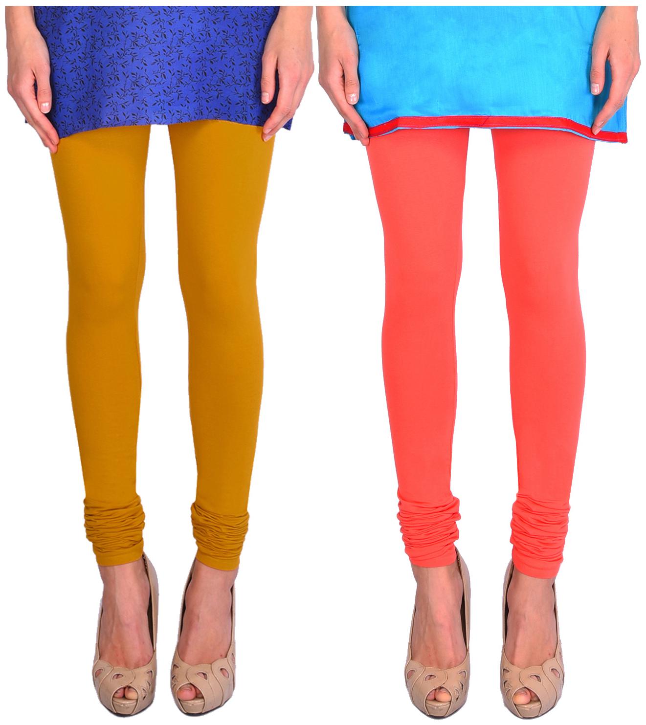 

Robinbosky Women Churidar Leggings Yellow And Orange Value Combo Pack Of 2 (M 001 Golden Glow And 022 Coral)