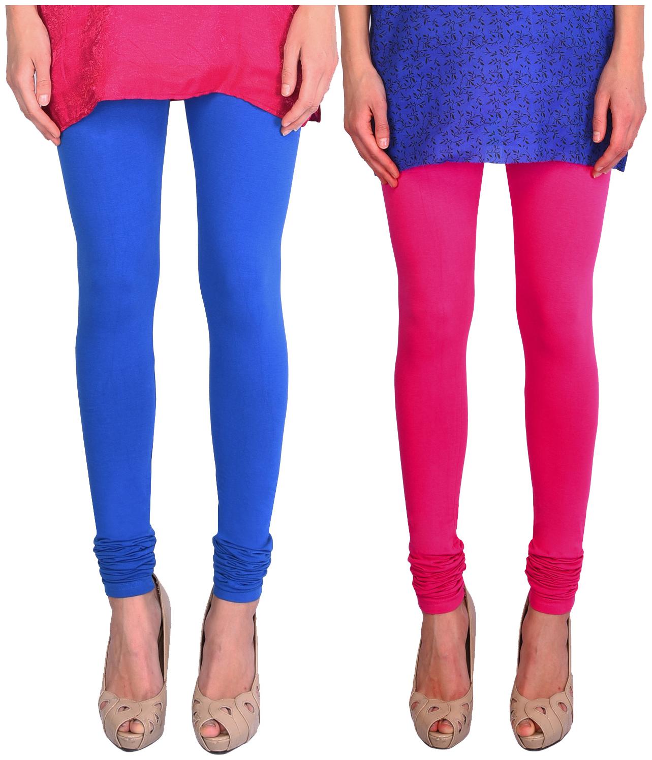 

Robinbosky Women Churidar Leggings Blue And Pink Value Combo Pack Of 2 (L 010 Imperial Blue And 029 Neon Pink)