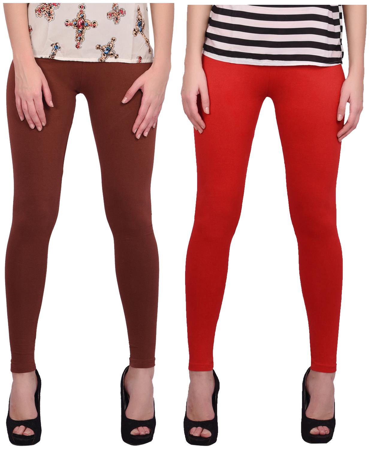 

Robinbosky Women Cotton Leggings Brown Red