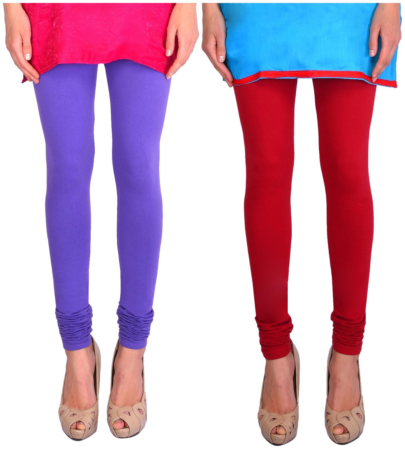 

Robinbosky Women Churidar Leggings Purple And Red Value Combo Pack Of 2 (M 033 Purple Red And 035 Lipstic Red)