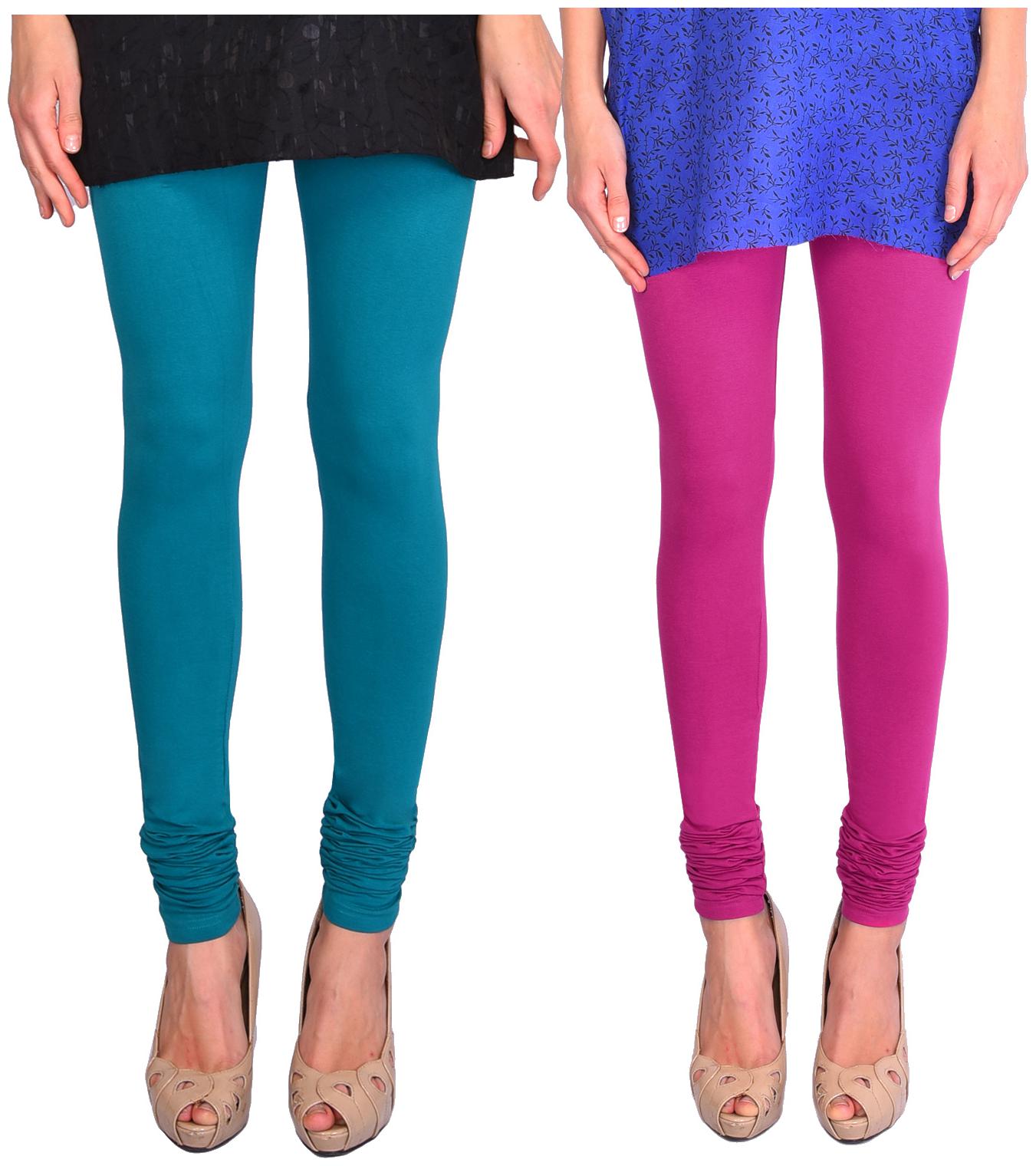 

Robinbosky Women Churidar Leggings Blue And Pink Value Combo Pack Of 2 (L 005 Peacock Blue And 028 Orchid)