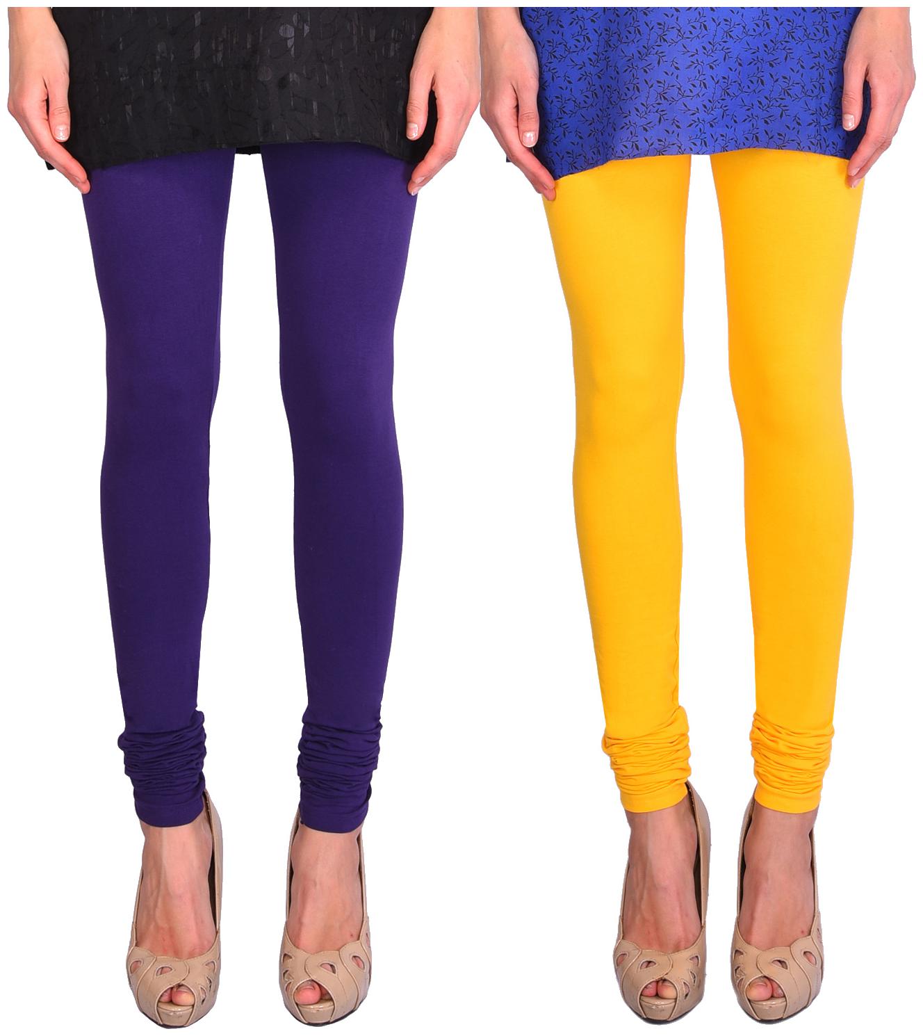 

Robinbosky Women Churidar Leggings Purple And Yellow Value Combo Pack Of 2 (XL 048 Grape And 007 Banana)