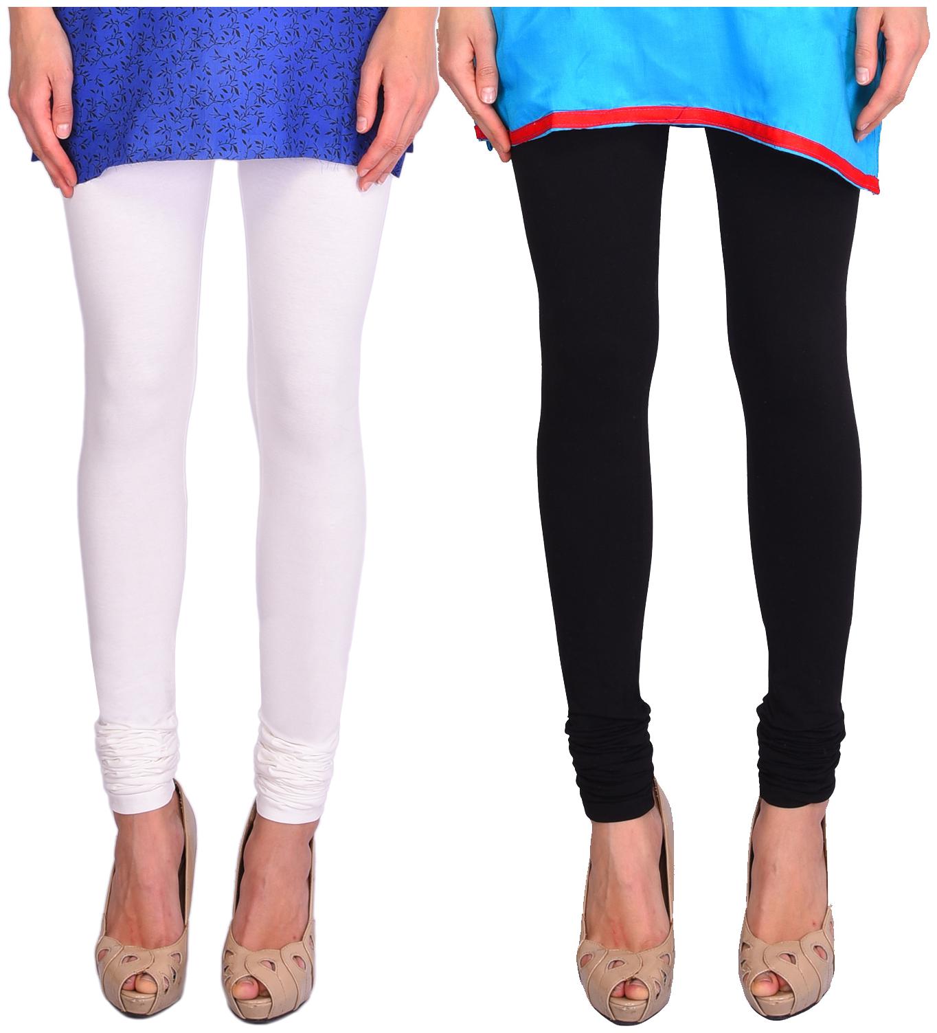 

Robinbosky Women Churidar Leggings Black And White Value Combo Pack Of 2 (XL Black And White)