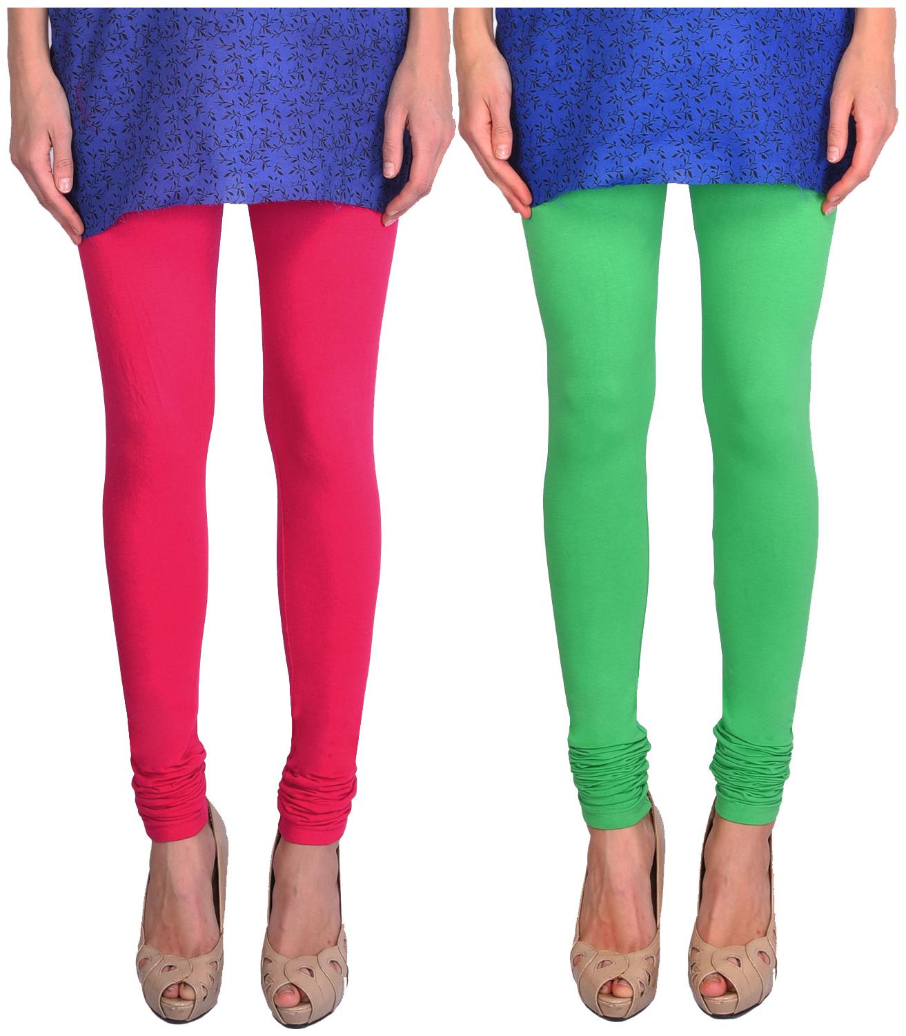 

Robinbosky Women Churidar Leggings Green And Pink Value Combo Pack Of 2 (S 018 Parrot Green And 032 Fushia)