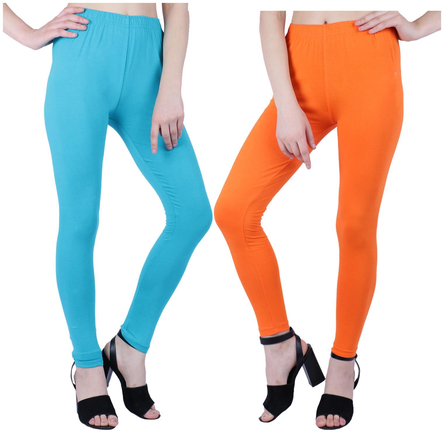 

Robinbosky Women Cotton Leggings Blue Orange