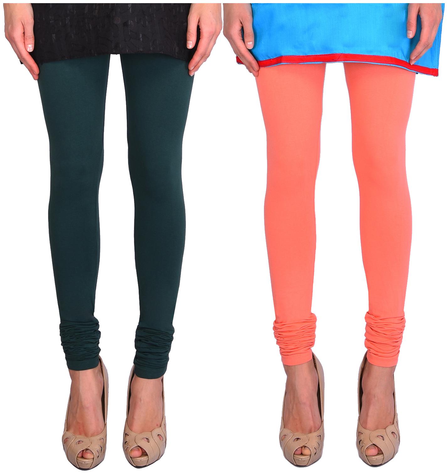 

Robinbosky Women Churidar Leggings Orange And Green Value Combo Pack Of 2 (L 008 Apricot And 037 Bottle Green)