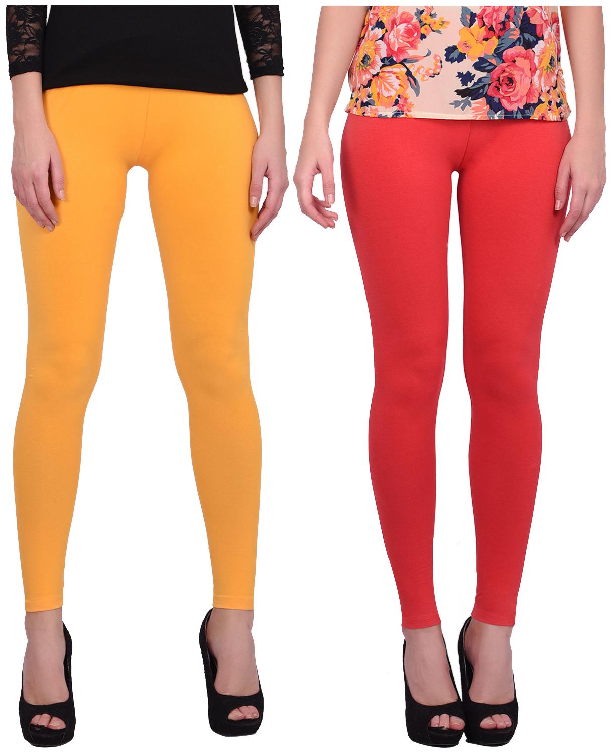

Robinbosky Women Cotton Leggings Yellow Red