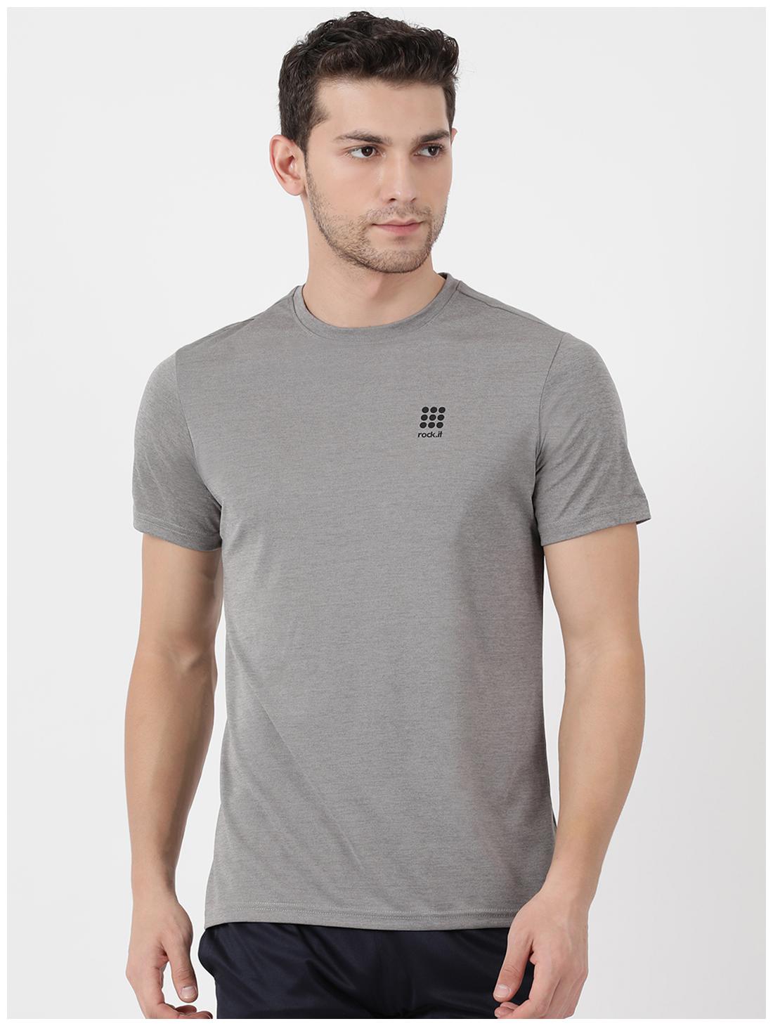 

ROCK IT Men Grey Regular fit Polyester Round neck T-Shirt - Pack Of 1