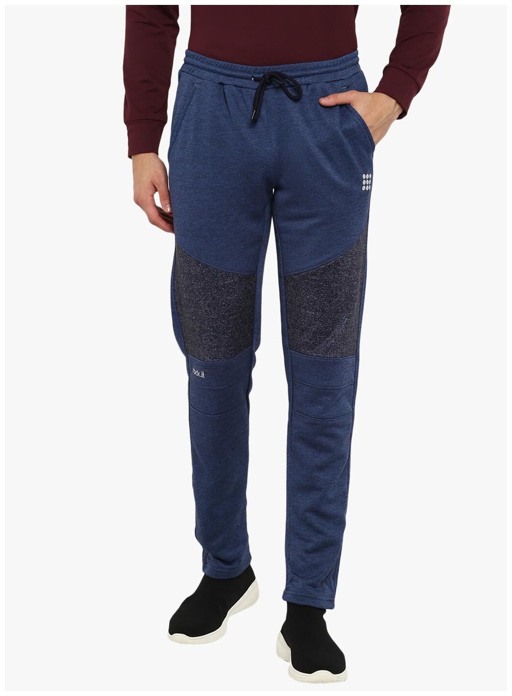 

ROCK IT Men Polyester Colorblocked Navy Blue Track Pants