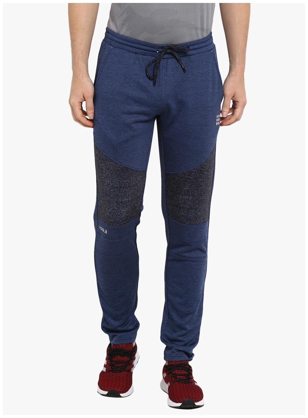 

ROCK IT Polyester Blue Colorblocked Track Pants For Men