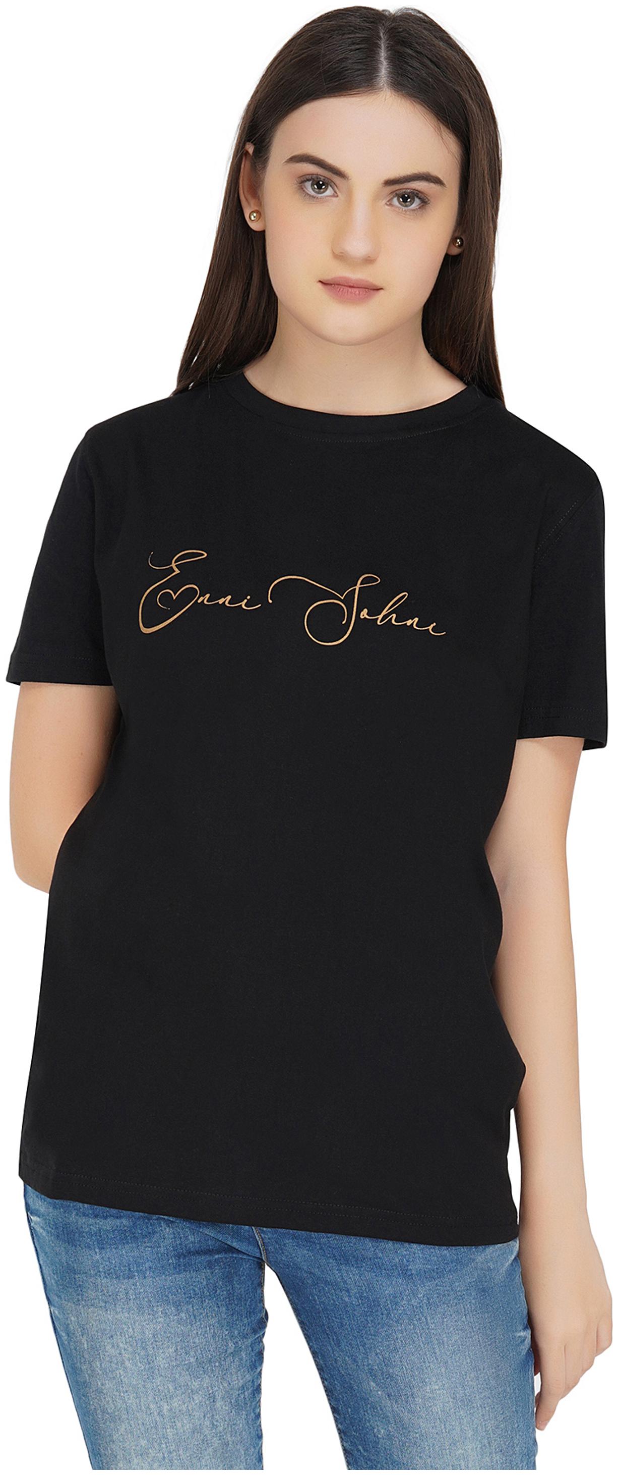 

Rock Paper Scissors Women Black Slim fit Round neck Cotton T shirt