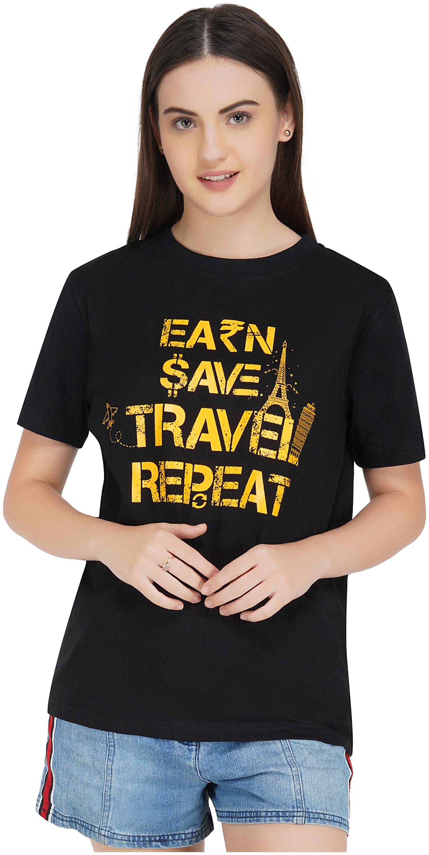

Rock Paper Scissors Women Black Slim fit Round neck Cotton T shirt