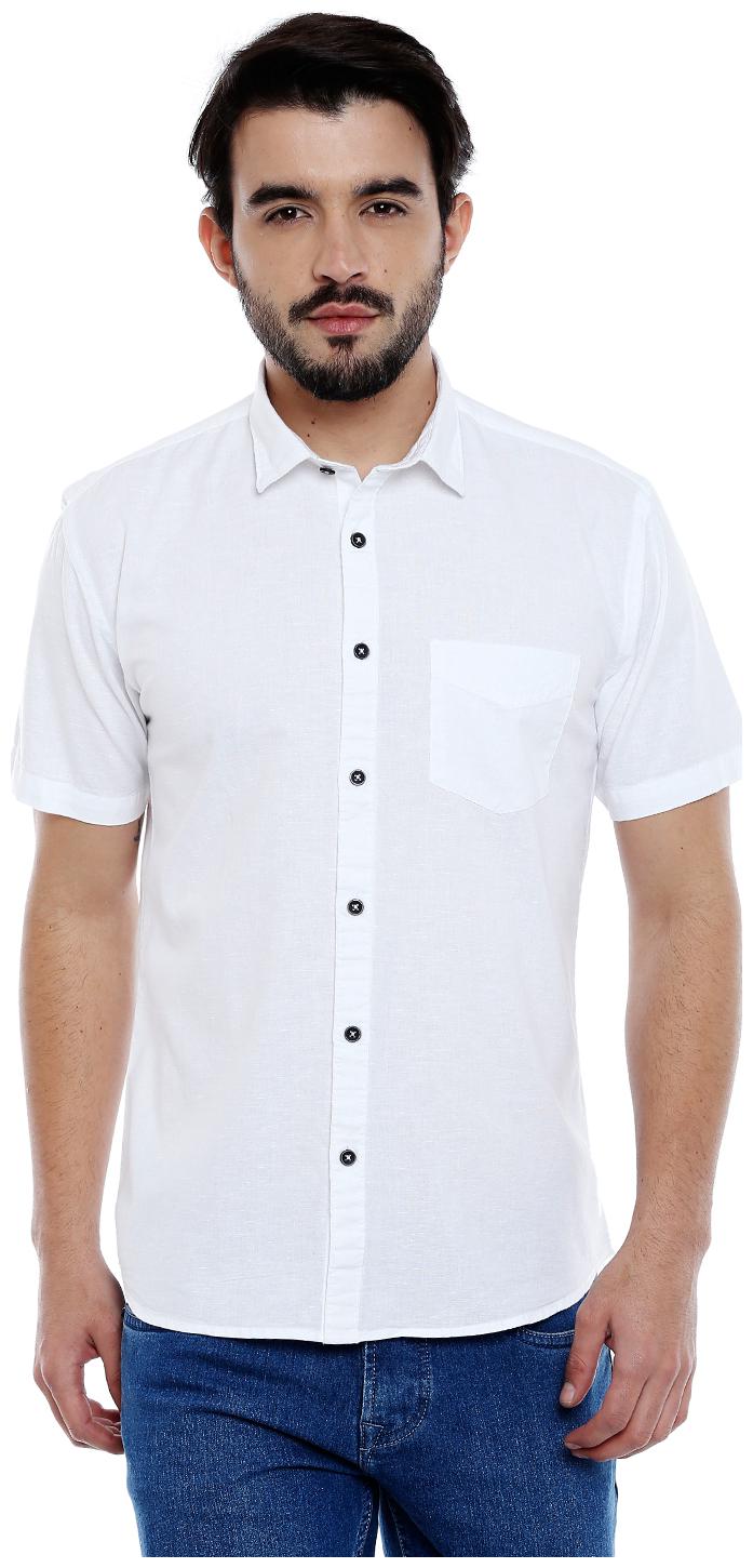 

ROLLER FASHION Men White Solid Slim Fit Casual Shirt