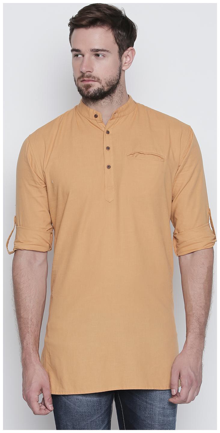 

ROLLER FASHION Men Orange Solid Slim Fit Casual Shirt