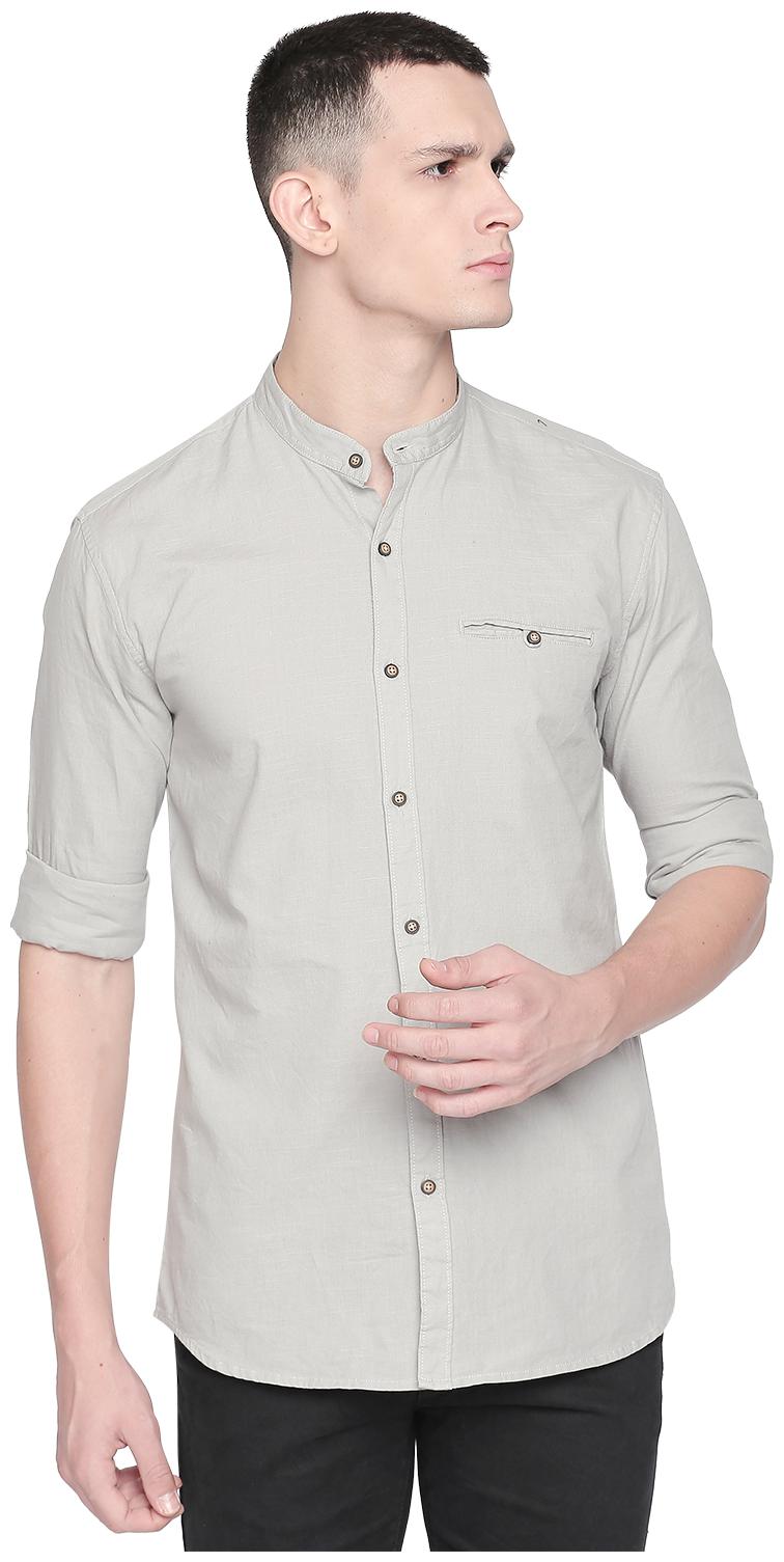 

ROLLER FASHION Men Grey Solid Slim Fit Casual Shirt